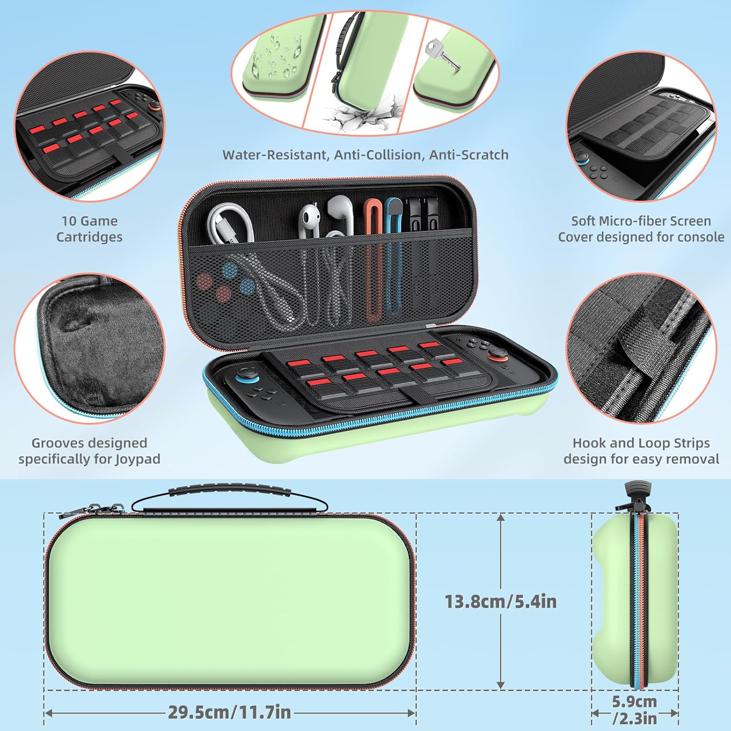 Switch 2 Accessories, Bundle Case for Nintendo Switch 2 (2025), MENEEA 20-IN-1 Kits: Carrying Case, Controller Charger Dock, Grips for Joy Con,Steering Wheels for Mario Kart,Protective Cover for Controller Console for Switch 2 (Green)