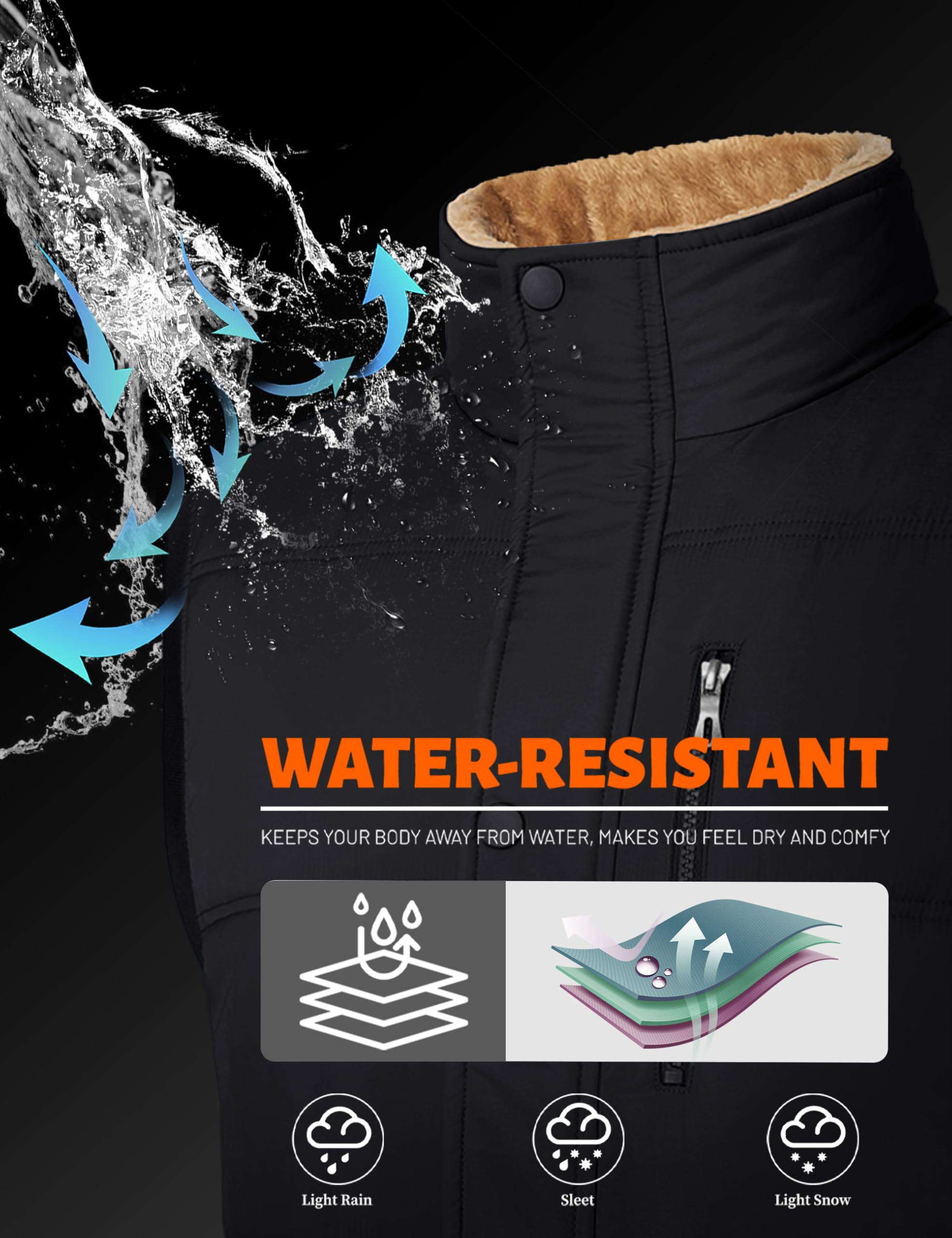MAGCOMSEN Herren Fleeceweste Outdoorweste Thermoweste Gilet | Fleece Steppweste,Warme Daunenweste,Stehkragen,Ärmellose Weste Mit Mehrfachtaschen