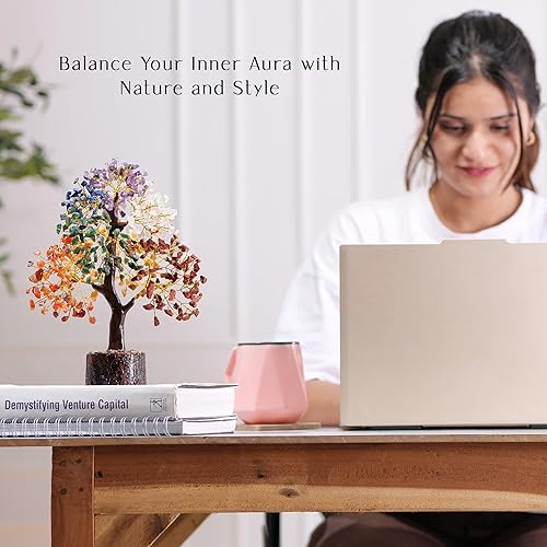 Miniatura 5 de ABHISUBYA Árbol de cristal - Cristales para curación - Decoración de cristal - Árbol de piedras preciosas - Árbol de chakras - Piedras curativas -