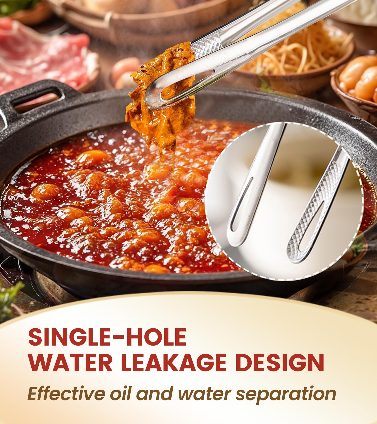 Ugotit Korean BBQ Zange Grillzange Edelstahl Set, 6 Stück | Grillzangen 28 cm mit Abtropflöchern & rutschfestem Griff, spülmaschinengeeignet, für Hot Pot, Tischgrill und Outdoor-Grillen