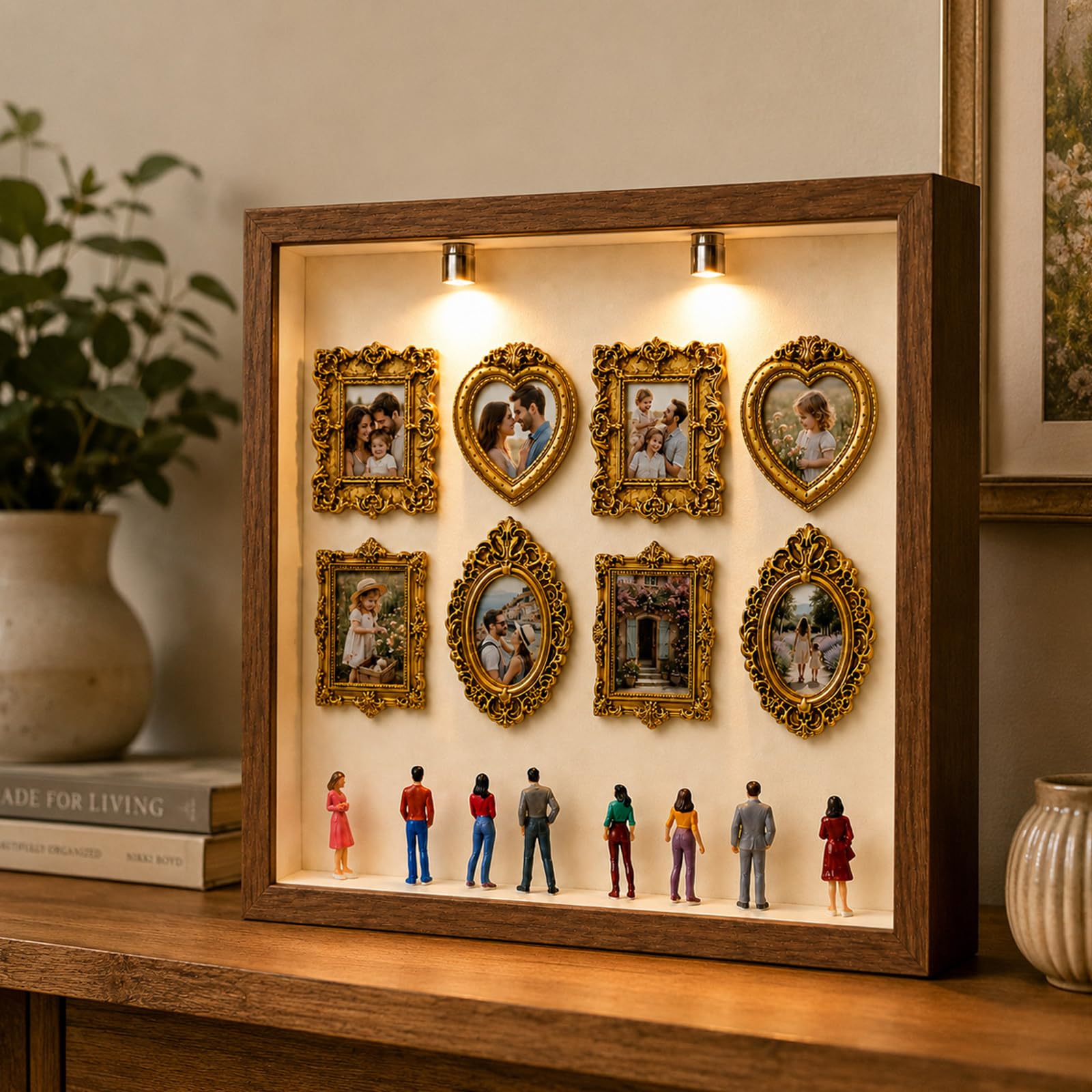 Personalize - Juego de cajas de siluetas de museos en miniatura | Caja de sombras con luz LED para decoración del hogar