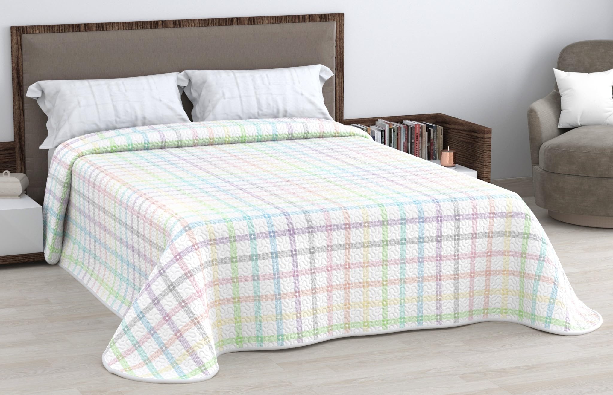 HM'S HOME'SECRET Colcha Bouti Estampada de 100% Microfibra Suave - Variedad de Diseños y Tamaños (Liso Gris, Cama 150cm) — view 26