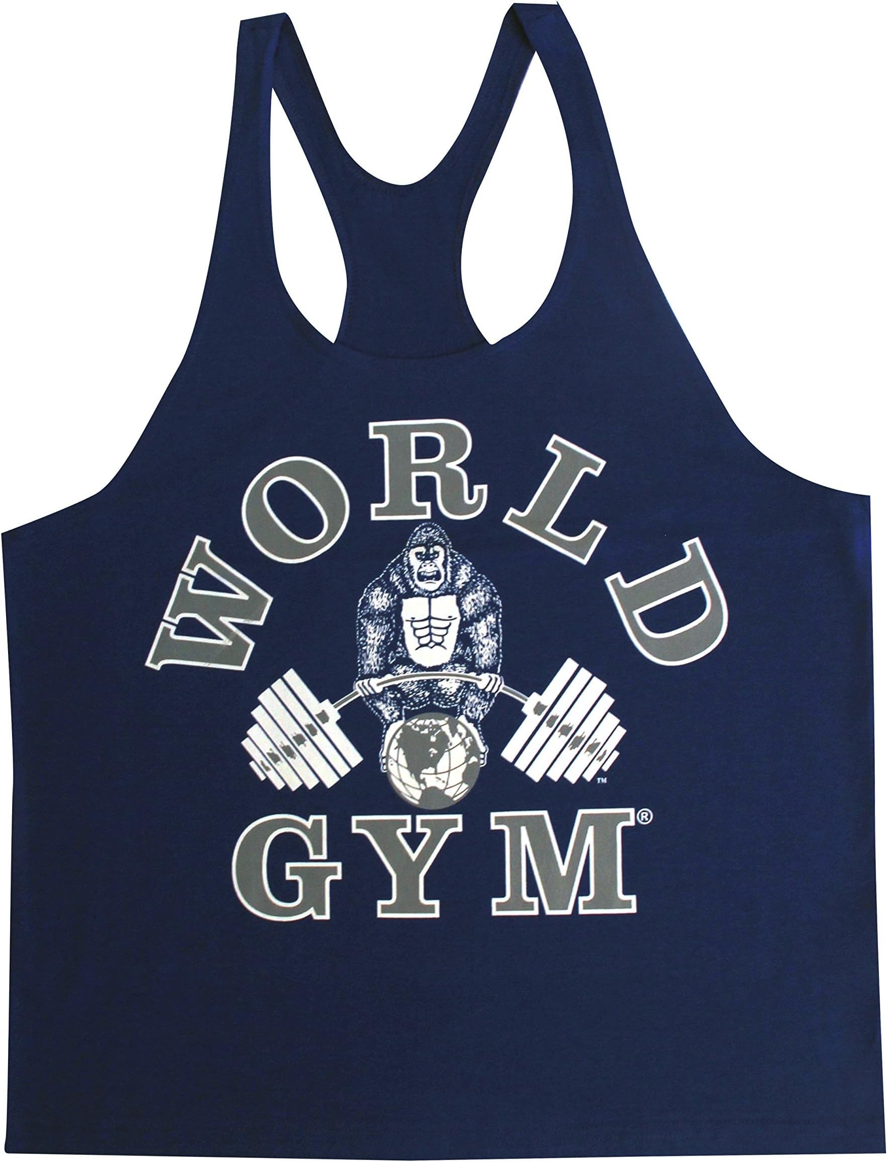 World Gym W300 String Mens Tank Top (XL, Navy)
