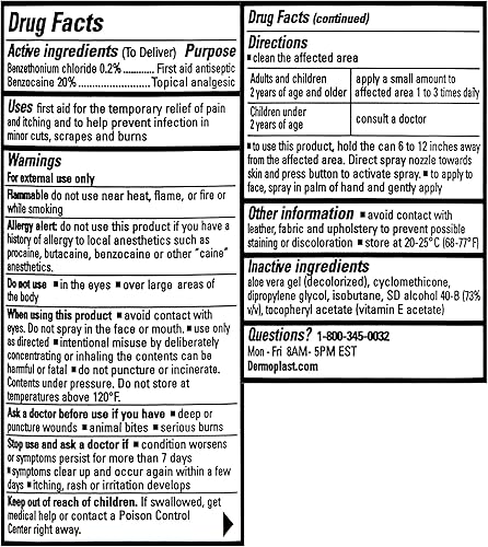 Miniatura 2 de Dermoplast Aerosol de primeros auxilios aerosol analgésico y antiséptico para cortes menores raspones y quemaduras 275 onzas