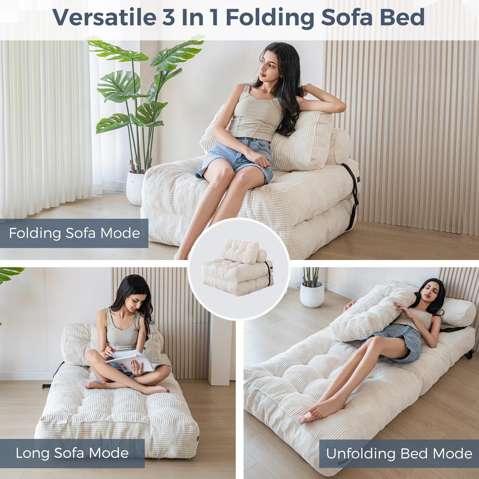 MAXYOYO Opvouwbaar matras 190 * 90 cm, 15 cm gestoffeerd opvouwbaar