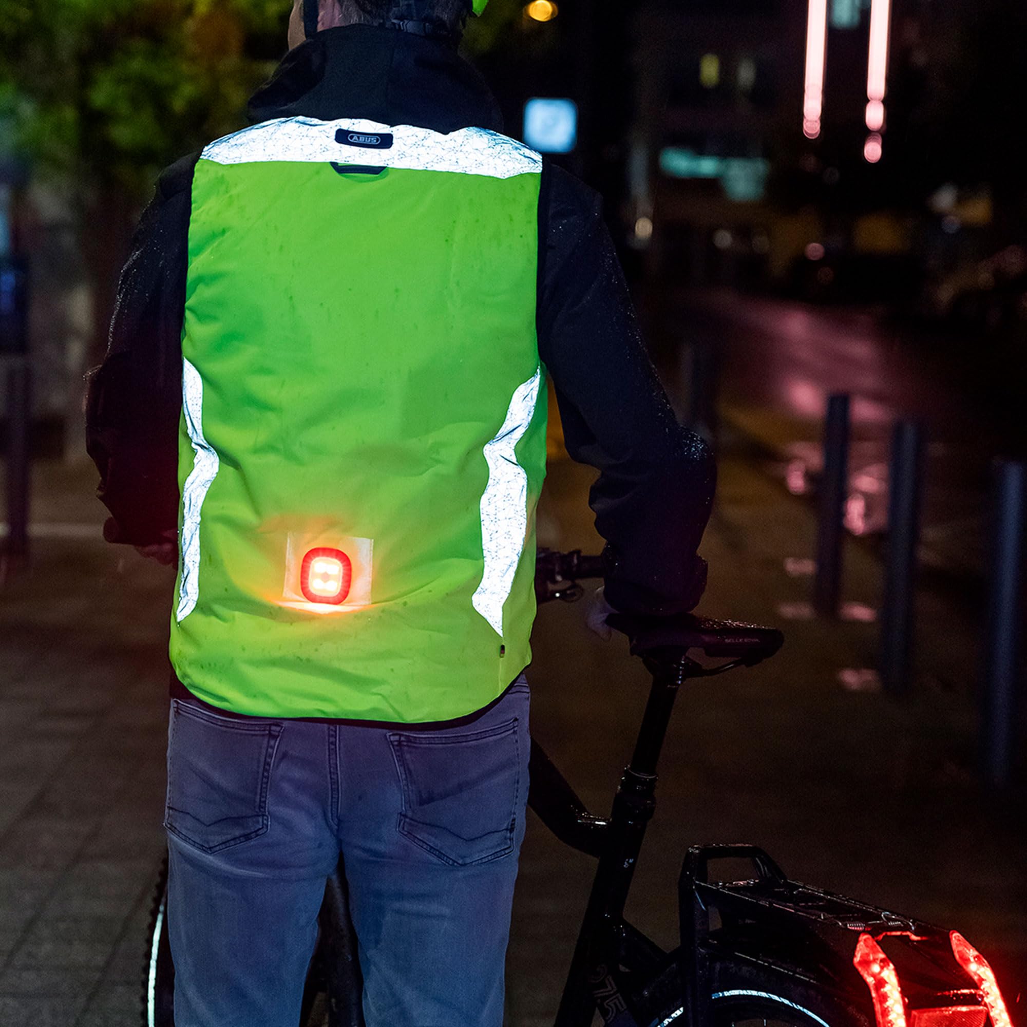 ABUS Warnweste Lumino Night Vest – Sicherheitsweste inkl. LED-Rücklicht – Gelb
