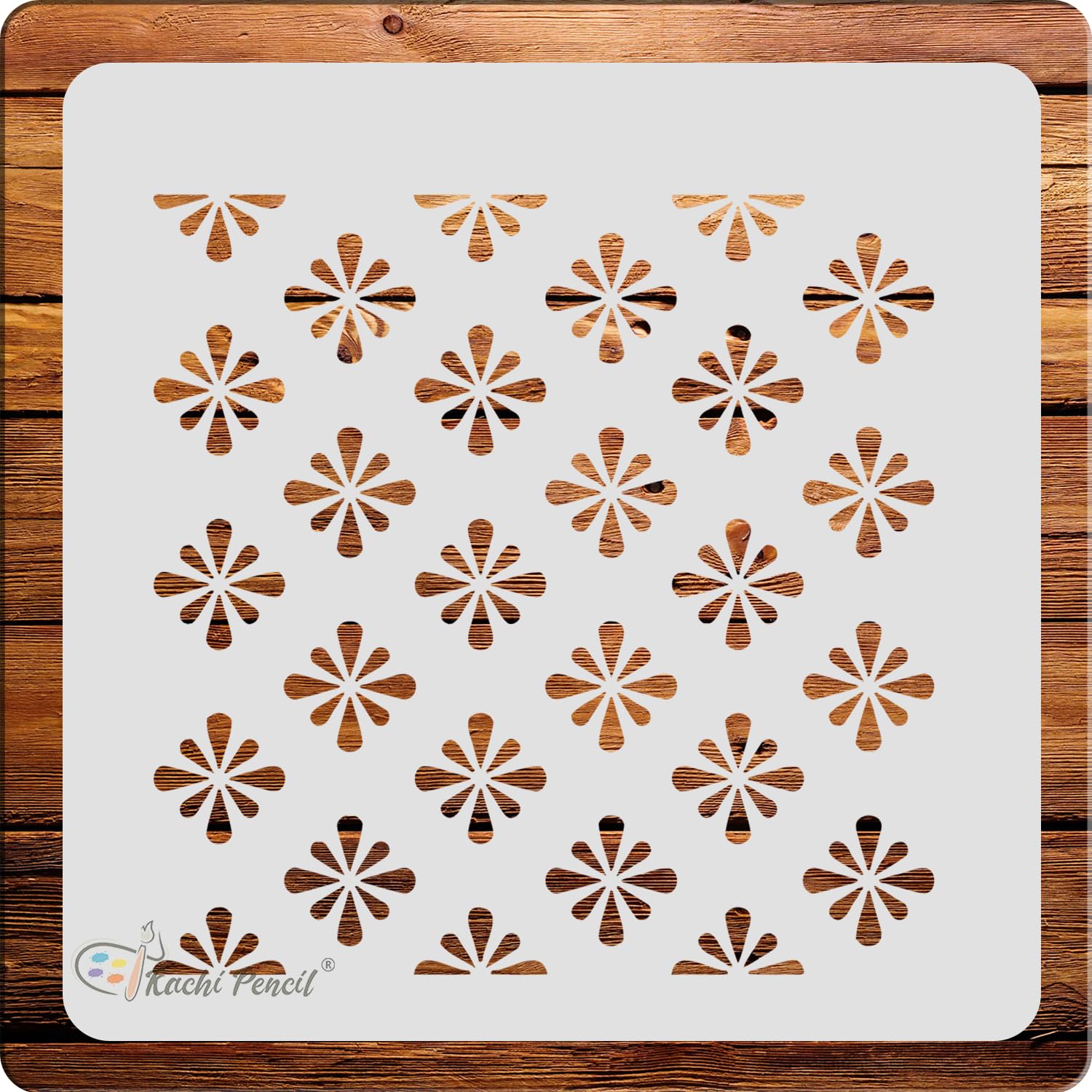 Floral Pattern Craft Stencil, Size 6 x 6 Inch, Reusable for Painting, Fabric, Glass, Wall, and Craft Projects