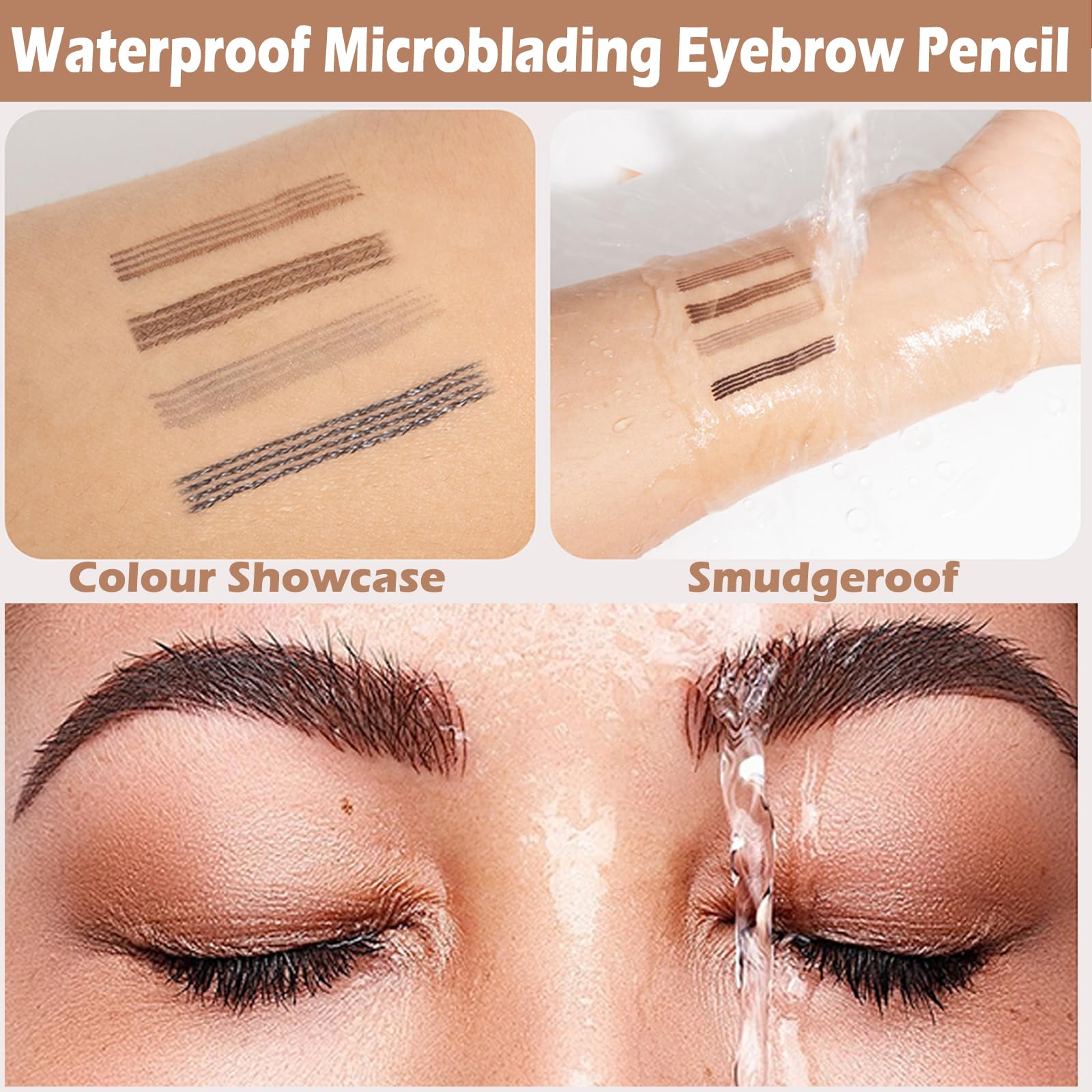 Long Lasting Eyebrow Pencil and Eyeliner Pen, Dual-Ended, Waterproof, Grey - Image 3