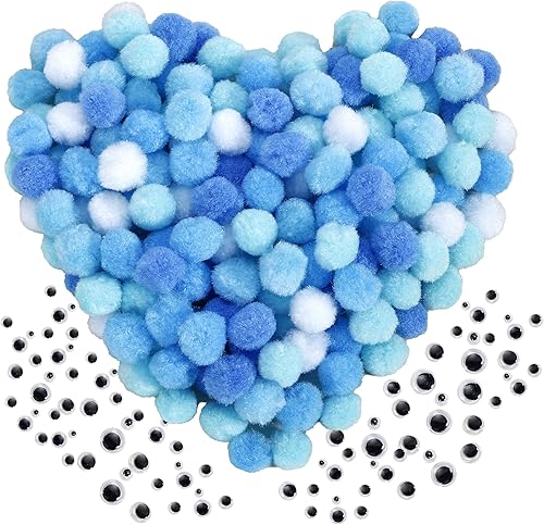 Miniatura 37 de Caydo [400 piezas] - 300 pompones surtidos de 1 pulgada con 100 pompones multicolor para artes y manualidades para niños, decoración de manualidades