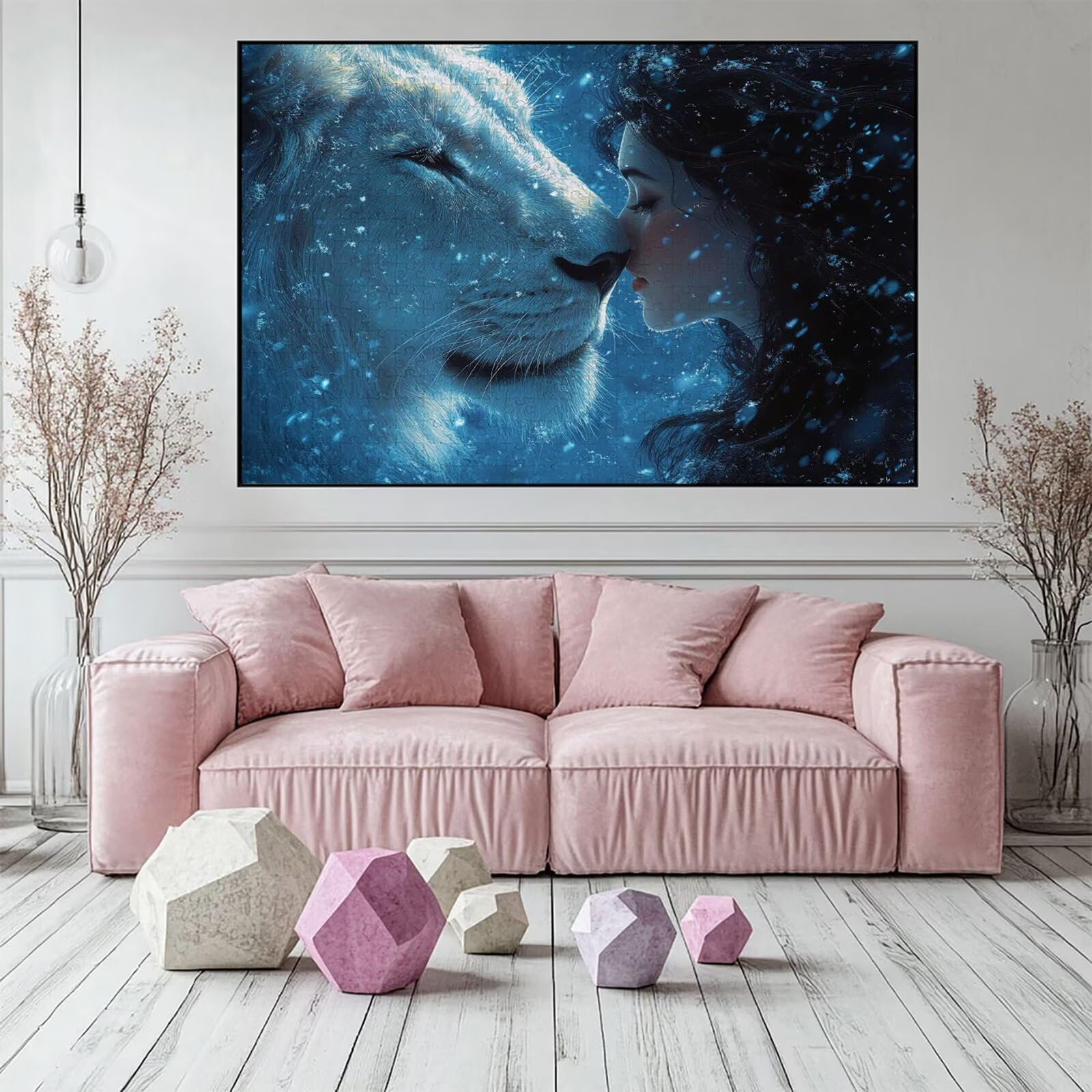Puzzle 2000 elementów dla kobiet dorosły lew 100 x 70 cm unikalne rzemiosło klasyczne 3D drewniana układanka do rodzinnych gier biznesowych, układanka do samodzielnego wykonania nawet do dekoracji