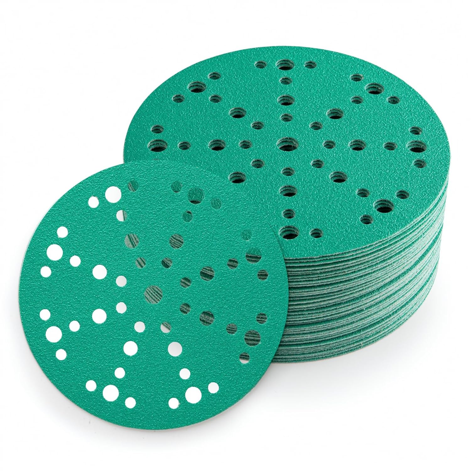 6-Inch Abrasive Sanding Discs 50 Pack 80 Grit Sandpaper, 49-Hole Hook and Loop Film Backing Sanding Discs Compatible with Festool Sanders