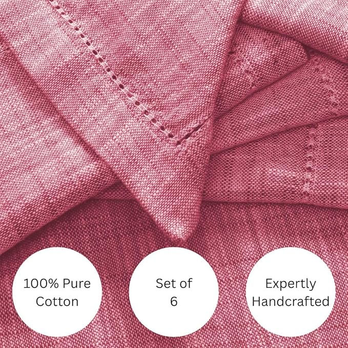 Servilletas de Tela 18x18 Pulgadas Algodón 6 Piezas - Rosa miniatura 2