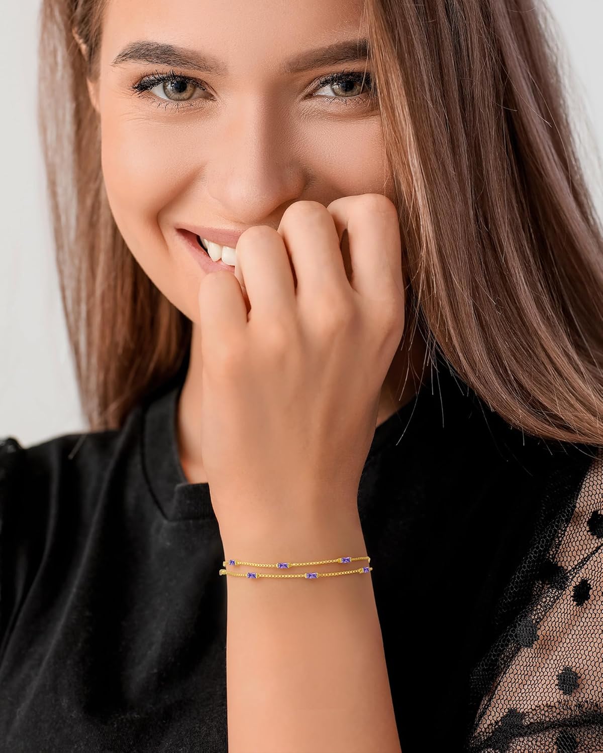 LOUISA SECRET Birthstone Bracelets for Women, 925 Sterling Silver Dainty Simple Women Charm Link Bracelet, Birthday Anniversary Christmas Jewelry Gifts for Women Wife Mom Her - Image 4