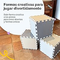 Vista 7 de MioTetto Tapete de juego para bebé, baldosas de espuma suave para el suelo para niños. Baldosas de espuma entrelazadas ajustables, se adapta a