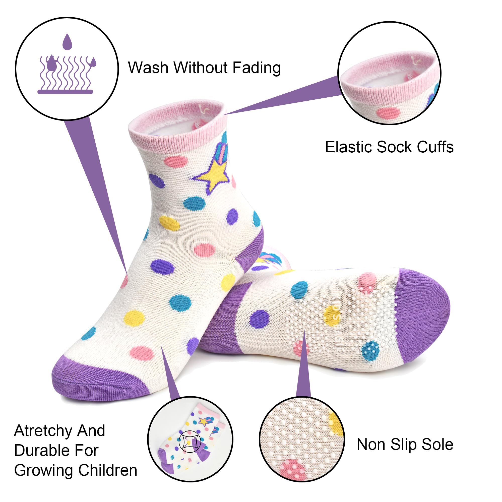 ELUTONG Toddler Baby Grip Socks-Cute Kid's Non Slip Socks-12 Pairs Of Baby’s Socks Suitable Baby Kids Aged 1-7 Years - 4