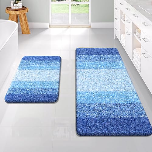 Miniatura 189 de OLANLY Juego de 2 alfombras de baño de 2 piezas, alfombras de baño de microfibra suave y absorbente y alfombra de inodoro con contorno