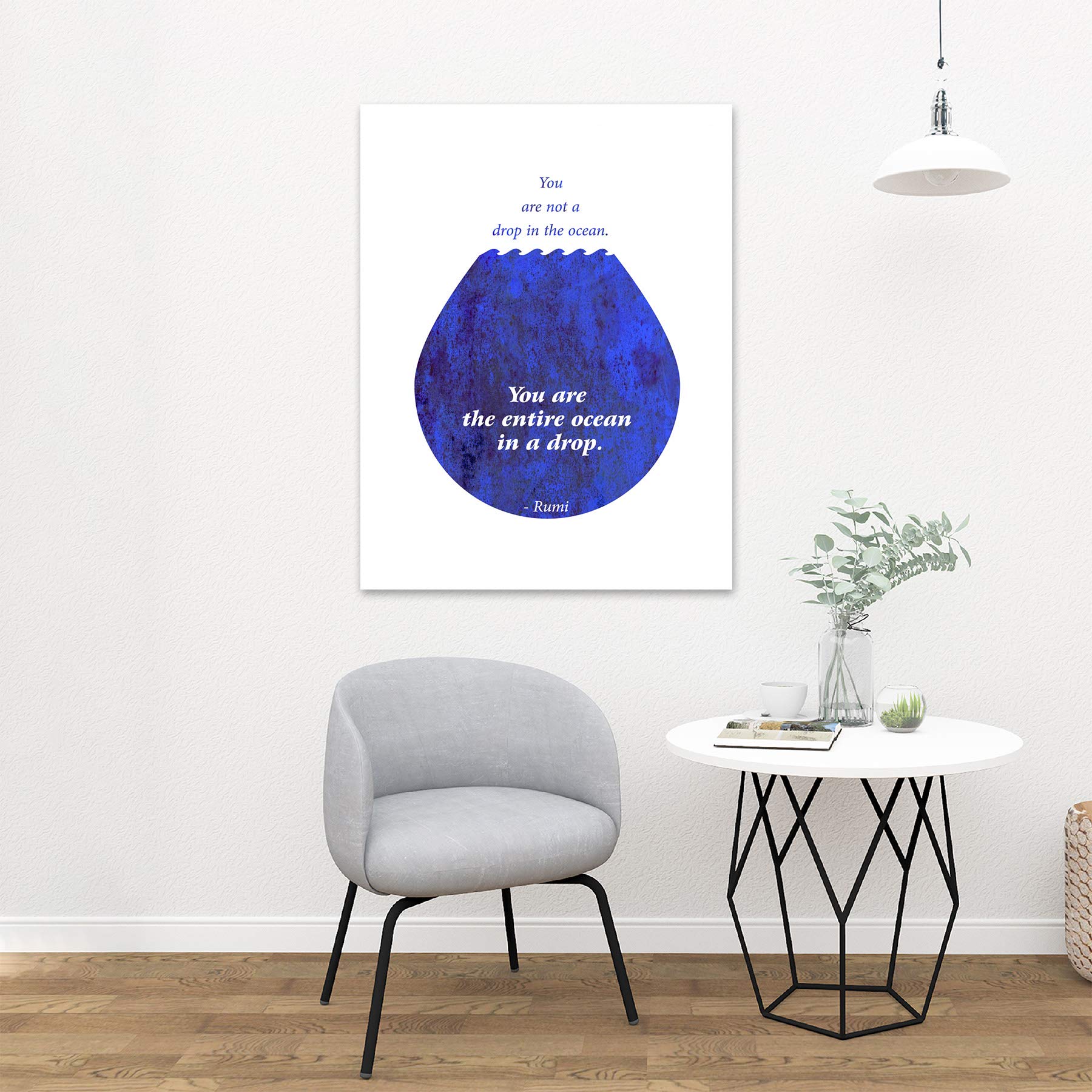 Wee Blue Coo Rumi You Are Entire Ocean Drop Quote Motivation Typography Blue Large Art Print Poster Wall Decor 18x24 inch - Image 2