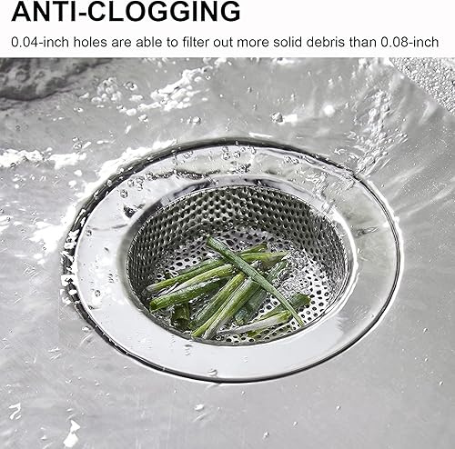 Miniatura 5 de LASSHSWA Colador de fregadero de cocina de acero inoxidable, colador de drenaje para fregadero de cocina, coladores de fregadero para fregaderos