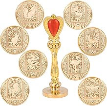 craspire Lot de 9 tampons de Cire à Cacheter Thème Animal 30 mm Têtes de Tampon de Cire à Cacheter avec Poignée Universelle en Alliage pour Invitation, Cartes de Remerciement, Cadeau d'anniversaire