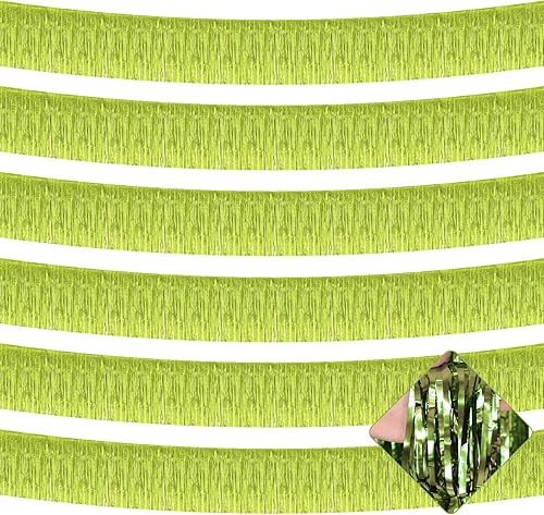 Paquete de 6 guirnaldas de flecos de papel de aluminio de 10 pies con flecos metálicos de oropel para colgar en la pared para flotadores de desfile,