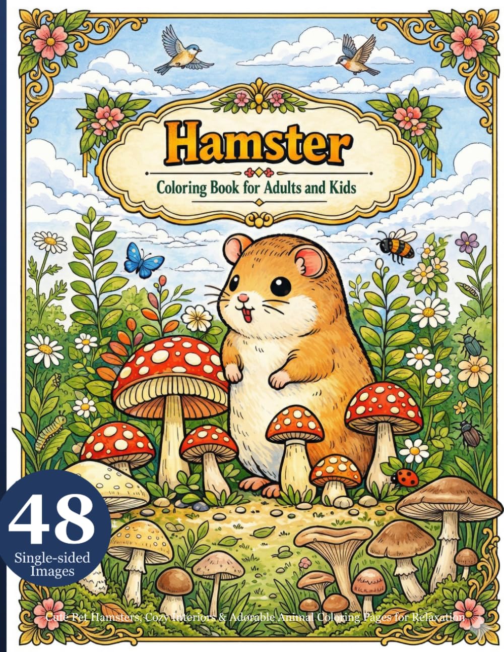 Hamster Coloring Book for Adults and Kids: Cute Pet Hamsters, Cozy Interiors & Adorable Animal Coloring Pages for Relaxation
