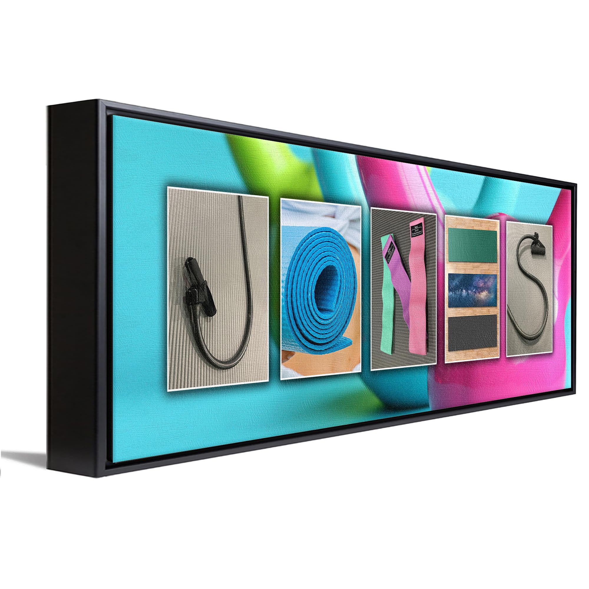 FITNESS Custom Photo Name Art | Premium Float Framed Canvas | 36”x12