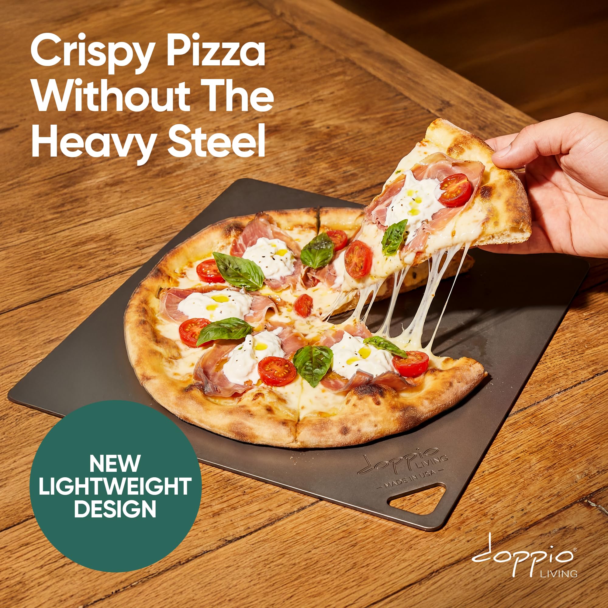 Leichter Pizzastahl für Backofen, hergestellt in den USA, ultradünn, 40,6 x 34,3 cm, vorgebrannter Backstahl für handwerkliches Brot, Sauerteig und mehr, hochwertige Kruste zu Hause