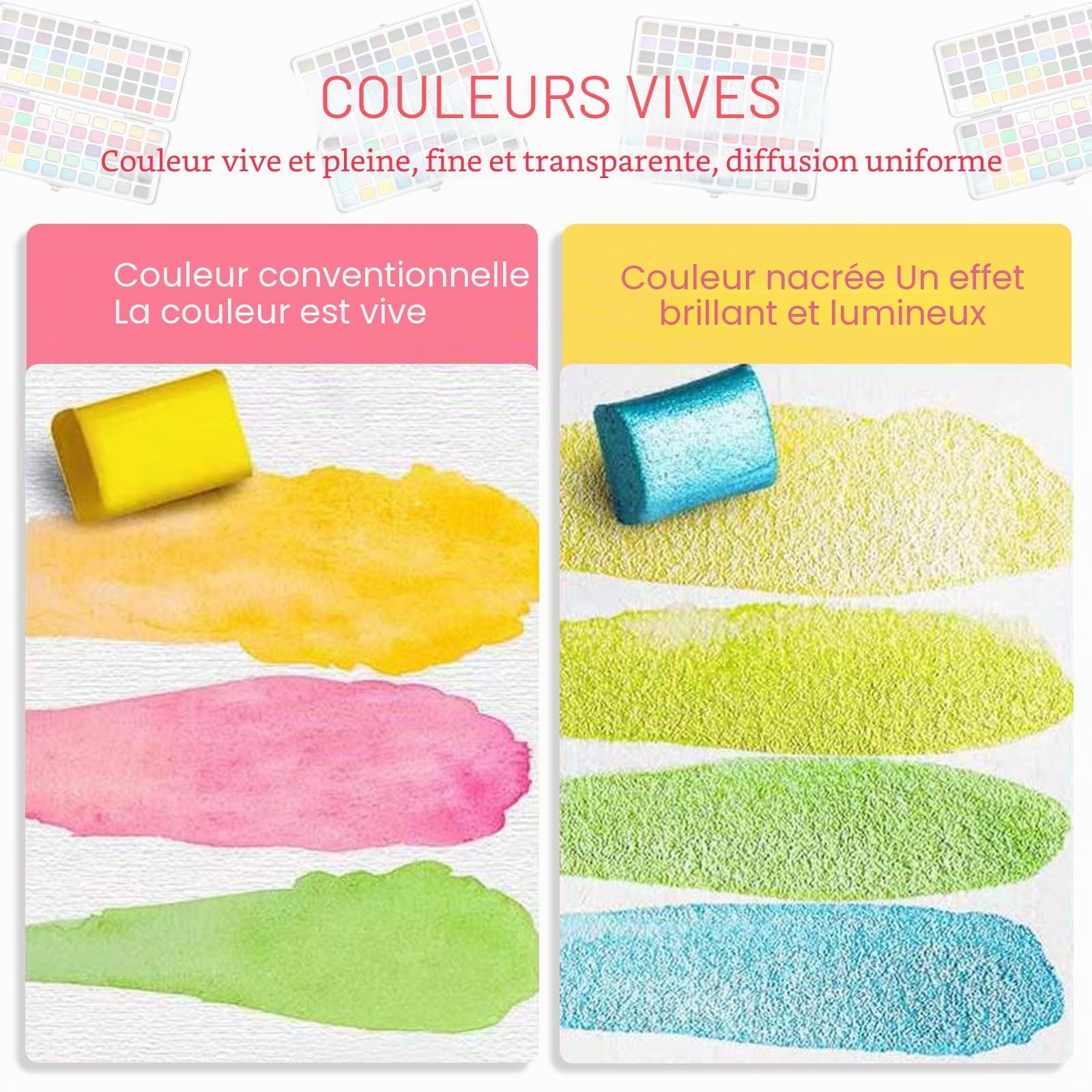 Set de Peinture Aquarelle Solide 100 Couleurs Kit Enfant Débutant