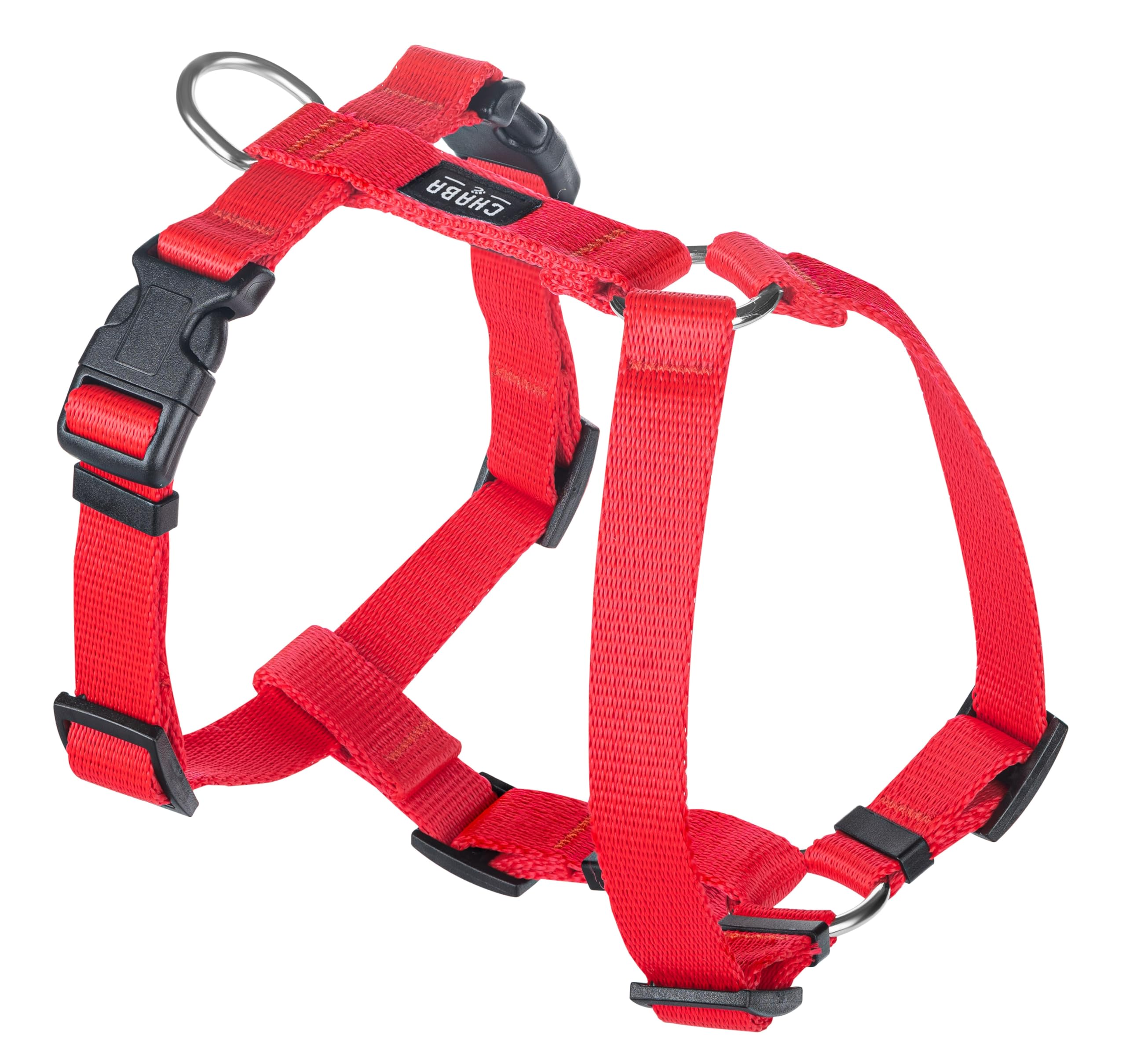 Chaba Guard Hundegeschirr für kleine und mittelgroße Hunde mit Kontrolle, Anti-Zug & Würgen, Verstellbar, Bequem und Leicht, Classic Step-in Brustgeschirr, Dog Harness, Größe M, ROT