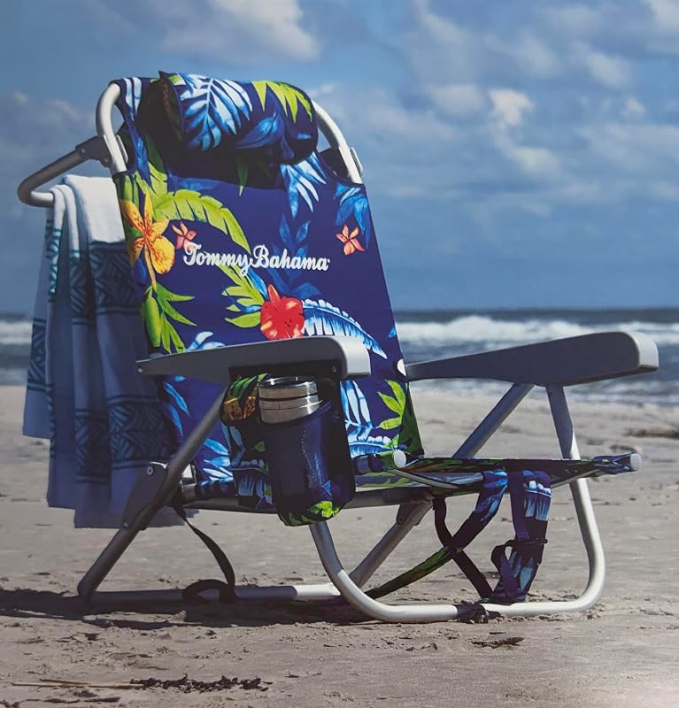 Silla de playa tipo mochila de 5 posiciones con almohada (Night Floral)