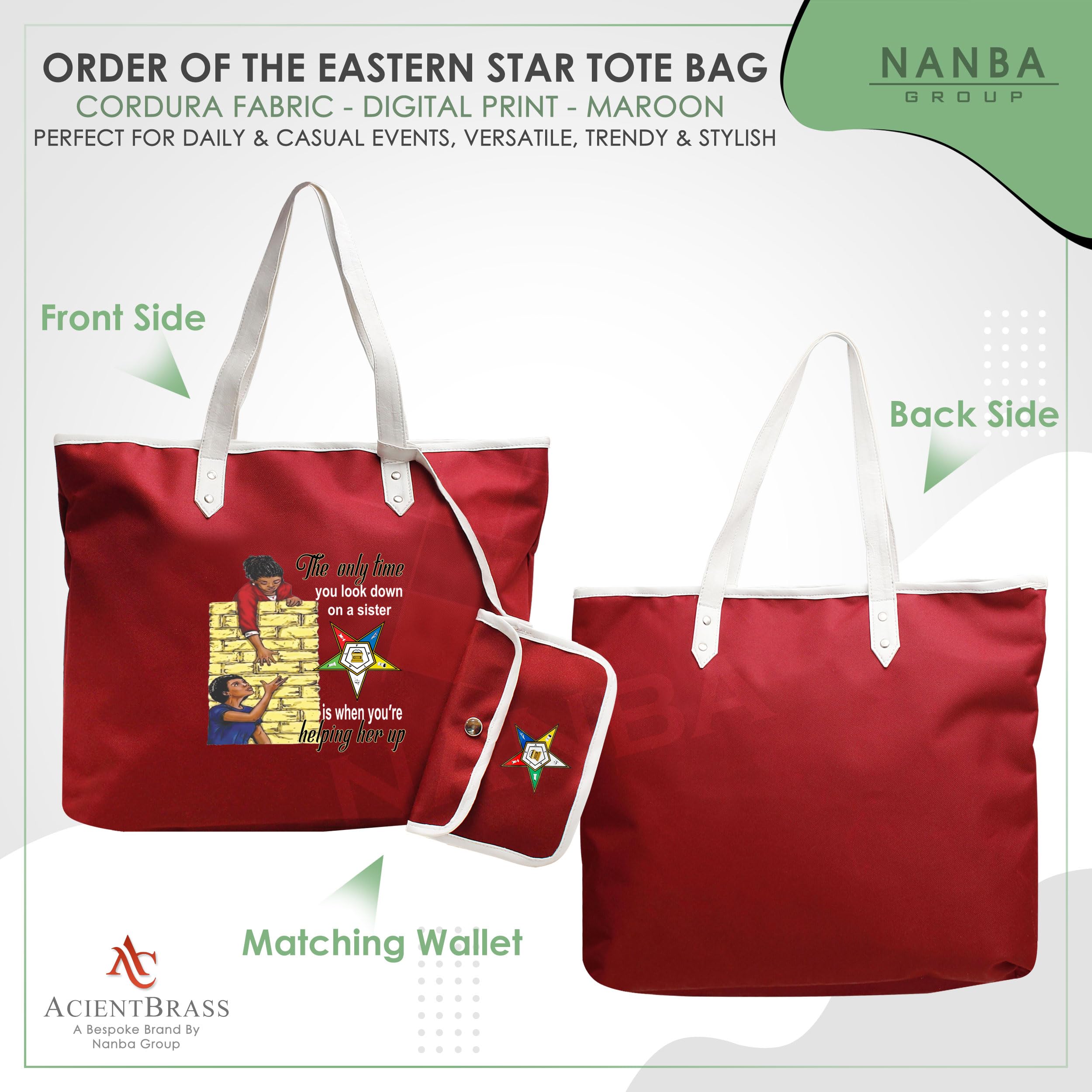 Order of the Eastern Star OES Tote Bag - Cordura Sisterhood Shoulder Bag