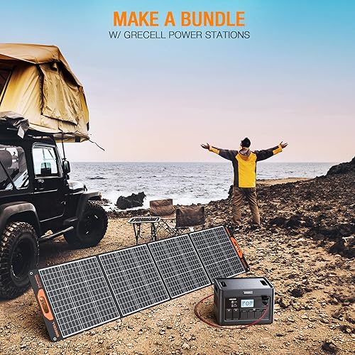 Miniatura 7 de Panel solar portátil de 200 W para generador de central eléctrica, kit de panel solar plegable flexible de 12 V24 V, cargador solar ligero de alta