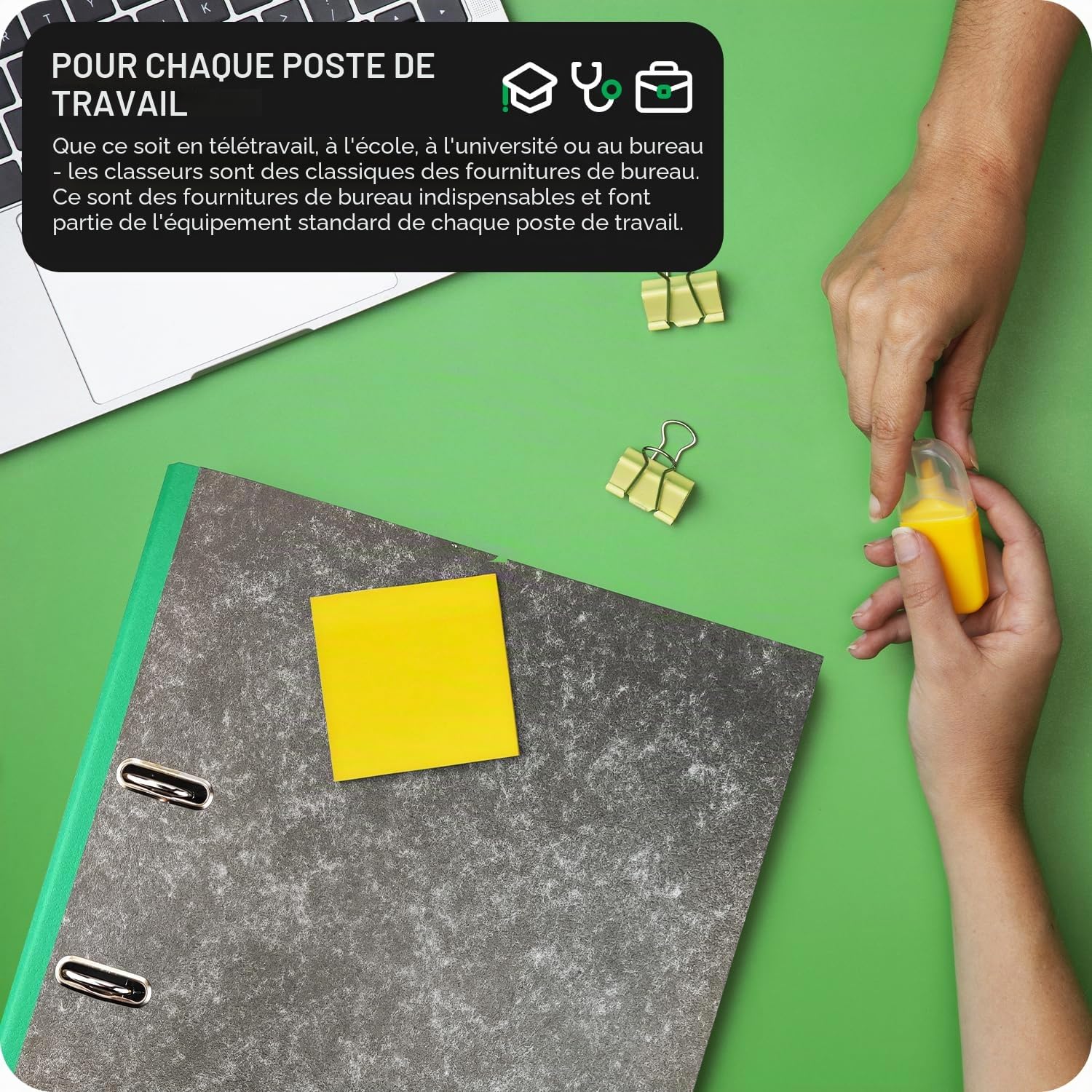 Netuno 20 Classeurs Ekobox à Anneau avec Rabat Noir Marbré A4 en Carton pour Bureau - Classeur de Rangement de Documents avec Rabat de 75 mm, Épaisseur de 3 Pouces, Fente pour Étiquette, Trou pour Le