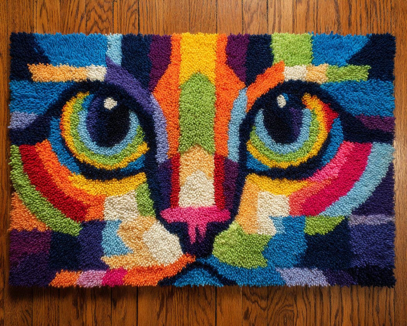 AMBATTERY Latch Hook Kits Carpet Doodle Cat 90x120cm