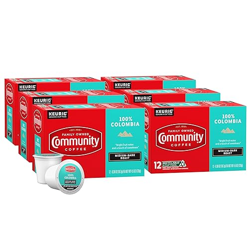 Community Coffee - 72 cápsulas de café 100% Colombia, tostado medio oscuro, compatible con cafeteras Keurig 2.0 K-Cup, 12 unidades (paquete de 6)
