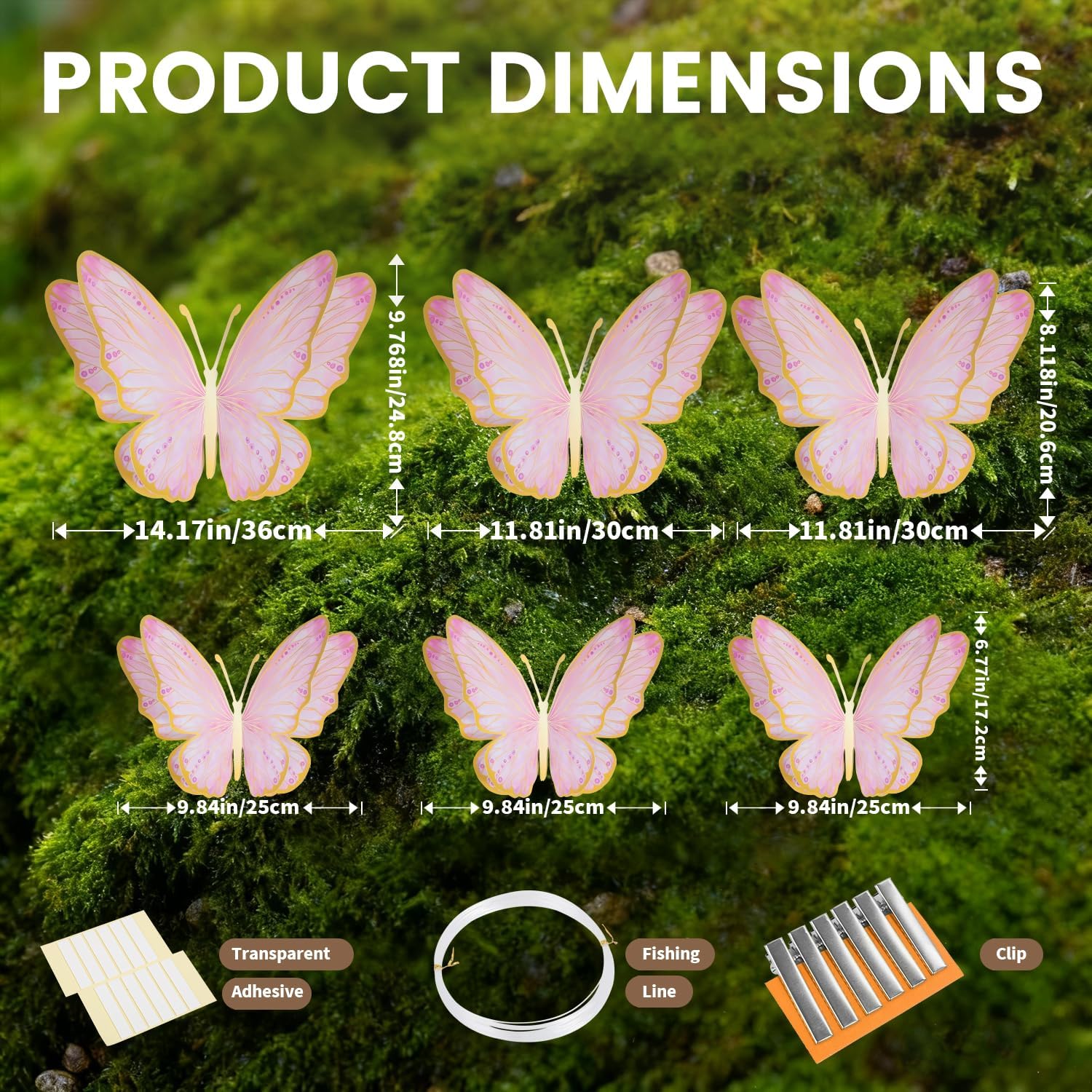 3D Butterfly Wall Decor - Gold Paper Butterflies Sticker for Balloon Arch Garland & Cake Topper - Removable Mural Decals for Baby Shower, Wedding, Nursery & Girls Room Decoration (Pink) - Image 5