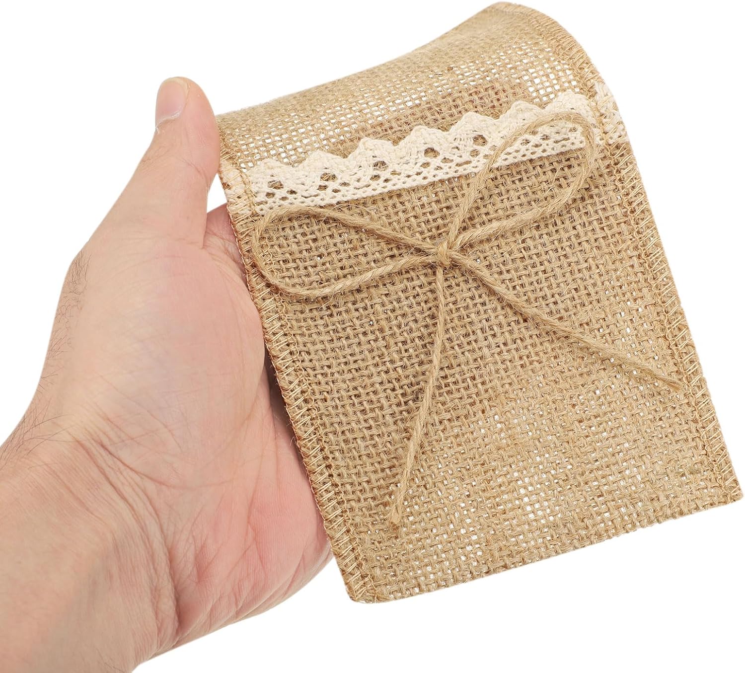 uxcell 24Pcs Burlap Lace Utensil Holders, 8.27" x 3.94", Light Brown, Rustic, Vintage Design, Perfect for Social Events & Daily Table Settings