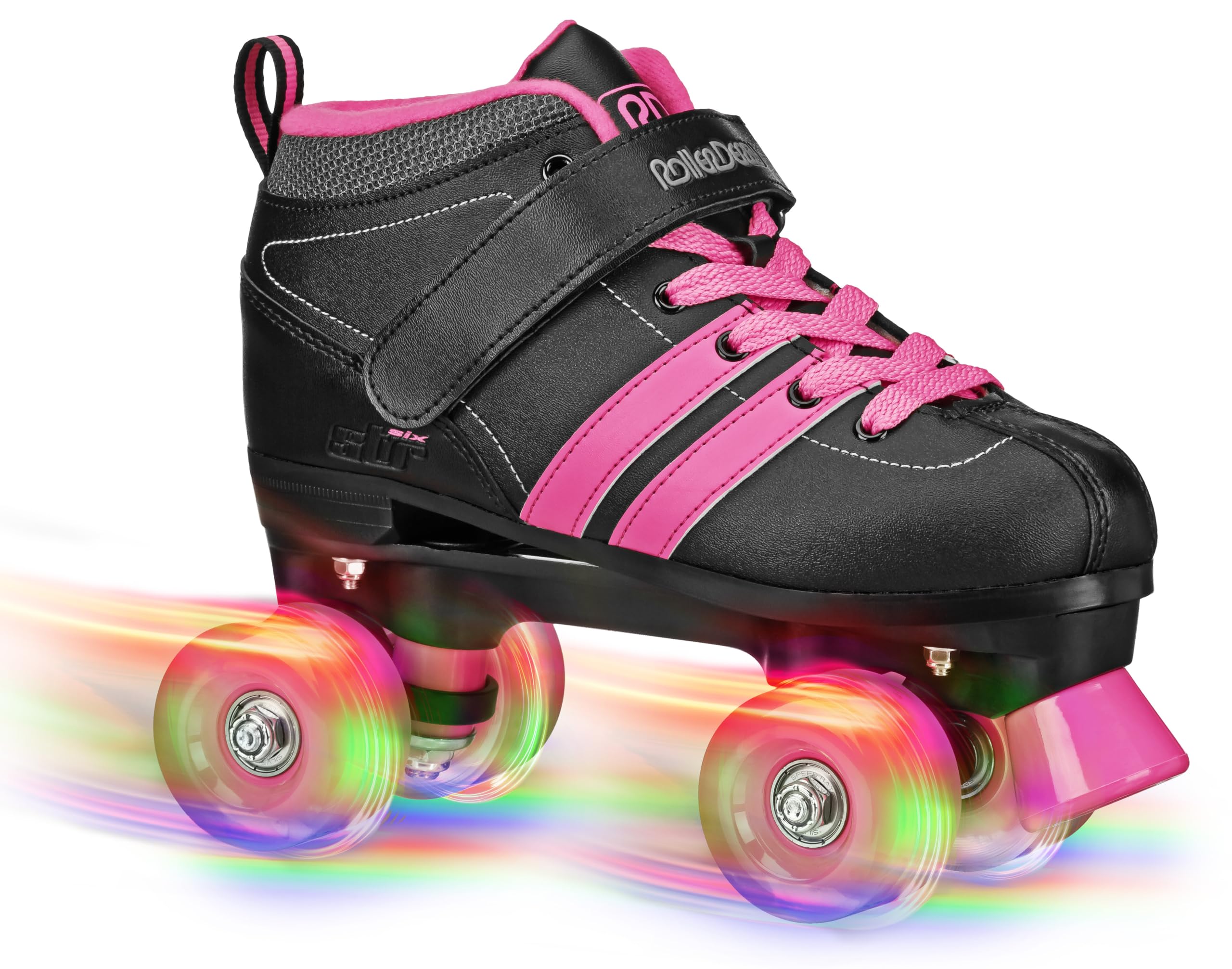 Roller Derby STR Six Lighted Wheel Roller Skates for Girls, Boys, Kids, Beginners