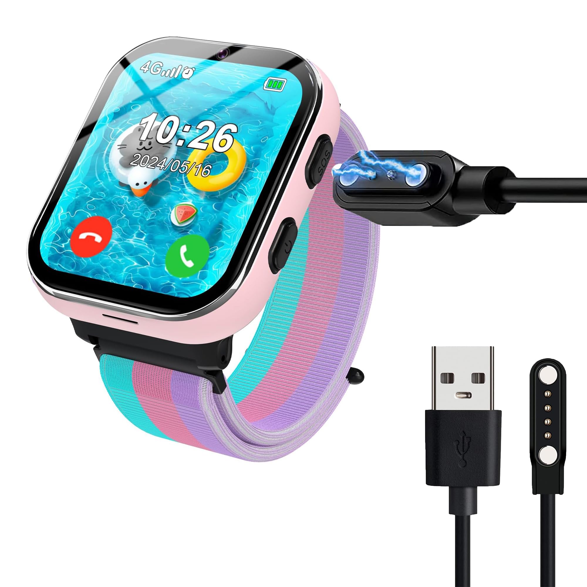 Compatible with AYATAHA Smart Watch Charger, 4 pins Magnetic USB Charging Cable Replacement Charger Compatible for AYATAHA LT49 Kids Smartwatch (White, for AYATAHA LT49 kid watch)