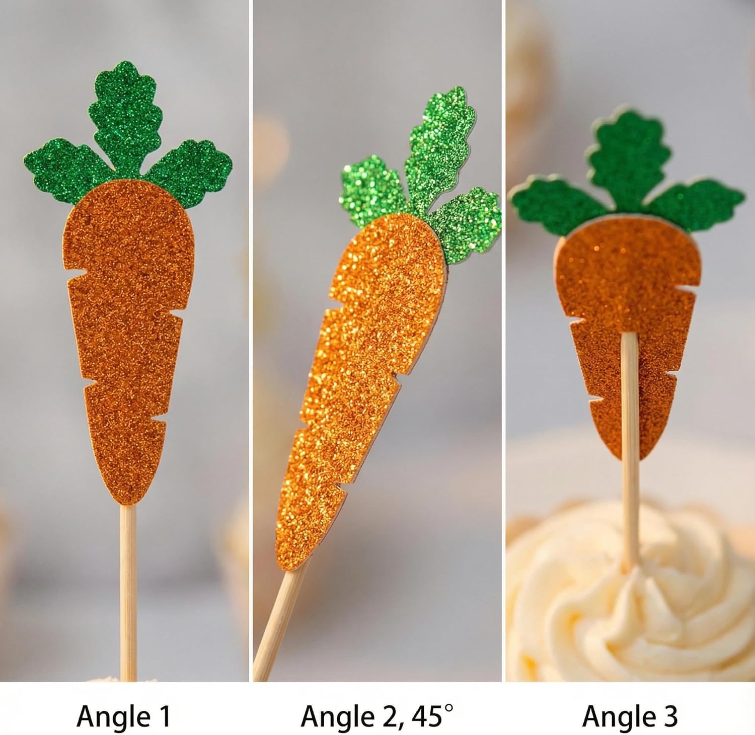 24 Pack Easter Bunny Ear Glitter Cupcake Decorating Inserts suitable for Decorating Cupcakes for Easter Spring Bunny Themed Birthday Parties Baby Showers and Other Occasions (Easter 2)
