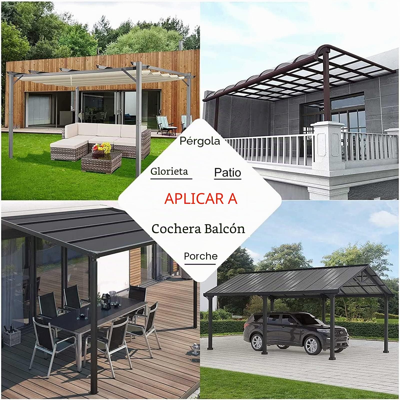Cortina Impermeable Transparente con Puerta Enrollable Lona de PVC de 0,5mm con Ojales Panel Lateral para Exterior, Pérgola, Cenador, Porche