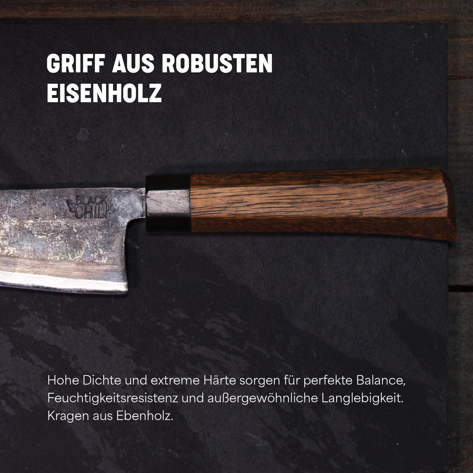 Santoku Messer | Griff: Eisenholz | 17 cm Carbonstahl Klinge | Extrem scharf und langlebig | Kochmesser für Fisch, Fleisch & Gemüse | Gemüsemesser & Allzweckmesser | HABANERO-17