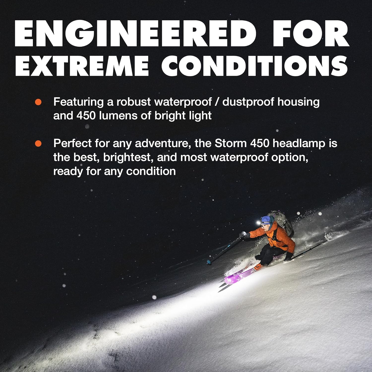 BLACK DIAMOND Storm 450 Headlamp | 450 Lumens Brightness | Waterproof & Dimmable | 3X AAA Battery Operated (Included | Camping, Hiking, Running | Ops Black