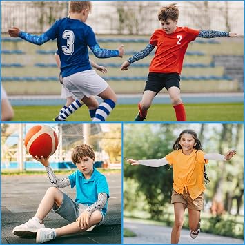 Xuhal 10 Pairs Arm Sleeves for Kids Youth Basketball Football Baseball UV Sun Protection Sports Compression Arm Cover