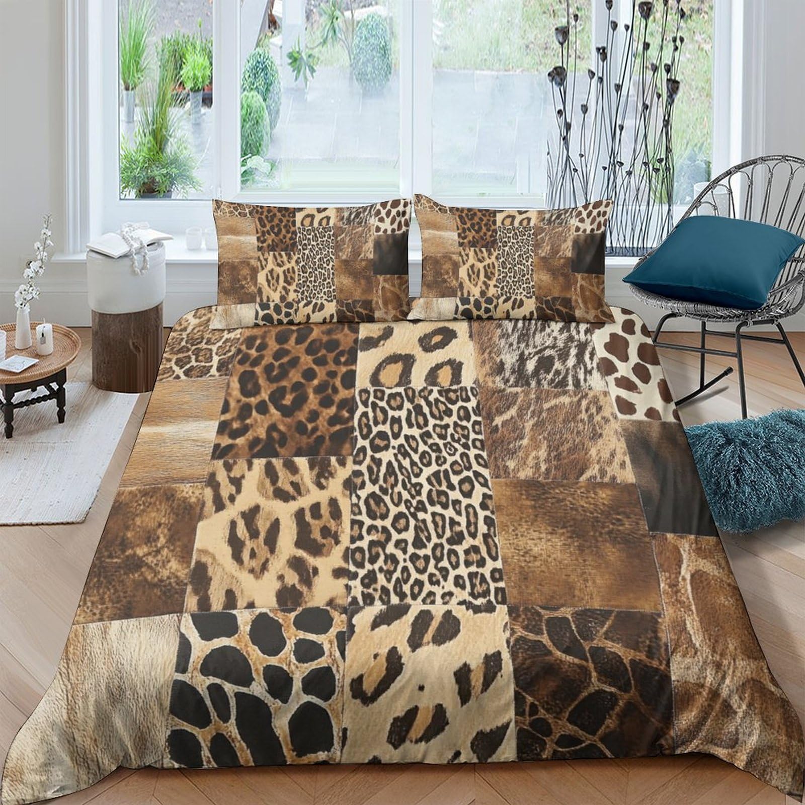 Ctjqhvkz Style-7 3D Printed Leopard Patchwork Fitted Sheet Microfiber Soft Anti-Slip Protection Bed Sheet For Bedroom Dorm Decor Single（135X200cm）