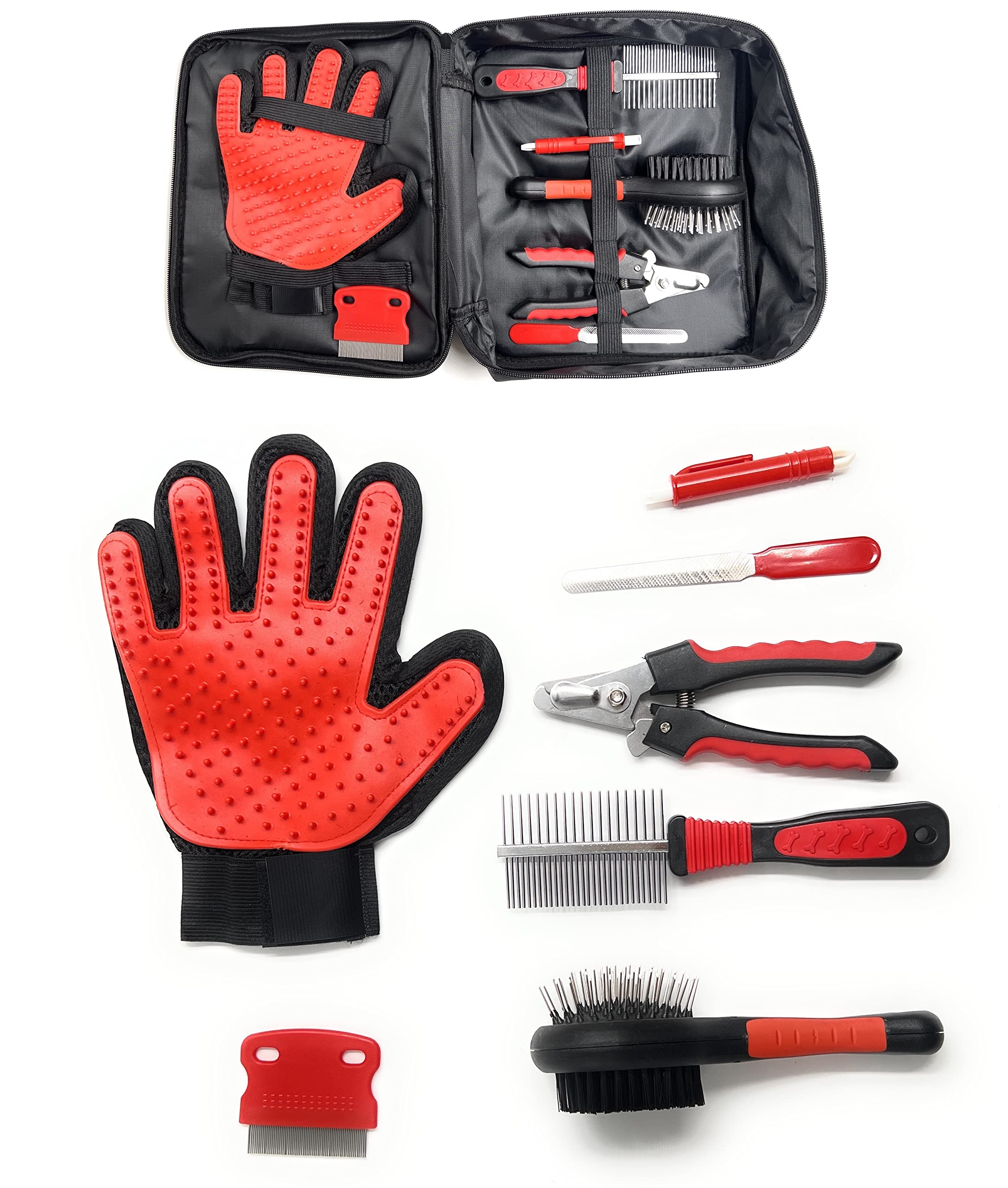 24x7 eMall Pet Grooming Kit Grooming Kit With Carry Bag for Dog and Cat with, Double-Sided Dog Comb, Deshedding Glove, Slick Hair Brush, Double Sided Pin Brush, Nail Cutter, Lice Comb, and Filer. (B0BB33767X) Amazon Price History, Amazon Price Tracker