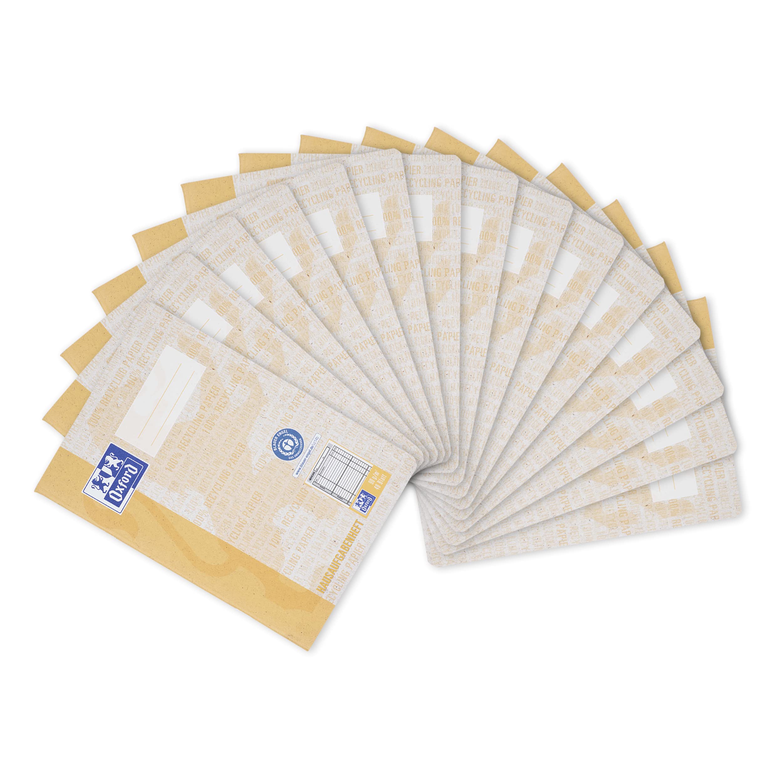 Oxford Recycling Hausaufgabenheft A5, 48 Blatt, /m², 10 Stück