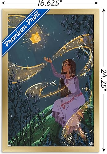 Miniatura 3 de Trends International Disney Wish - Póster de collage 2 (Asha & Star), póster de pared, 14.72 x 22.37 pulgadas, versión enmarcada en oro