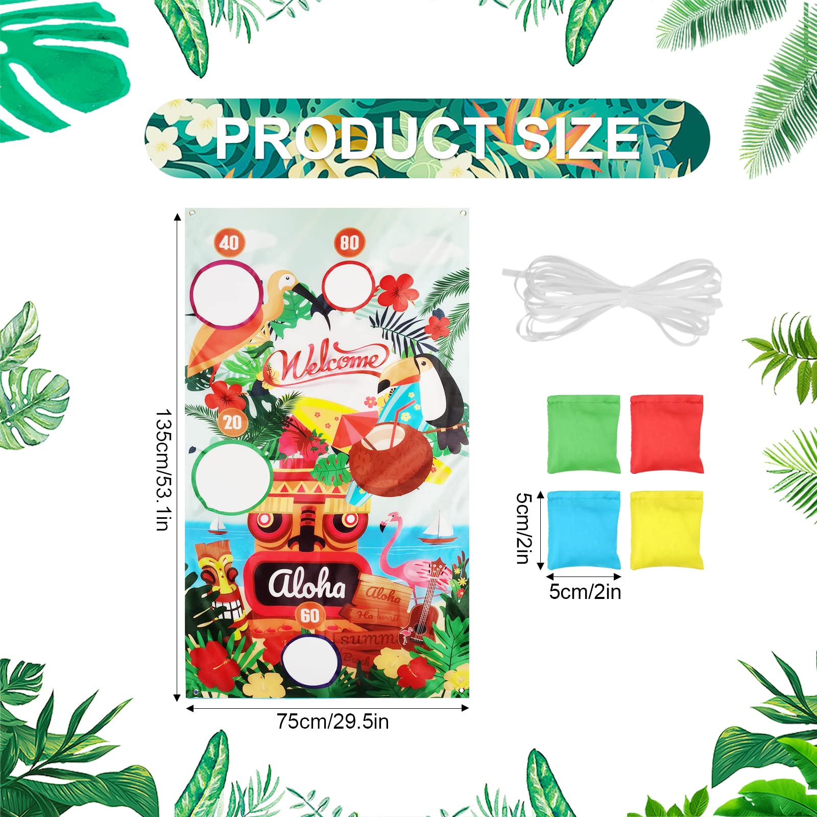 Hawaiian Aloha Toss Game Banner with 4 Pcs Bean Bags - Image 2