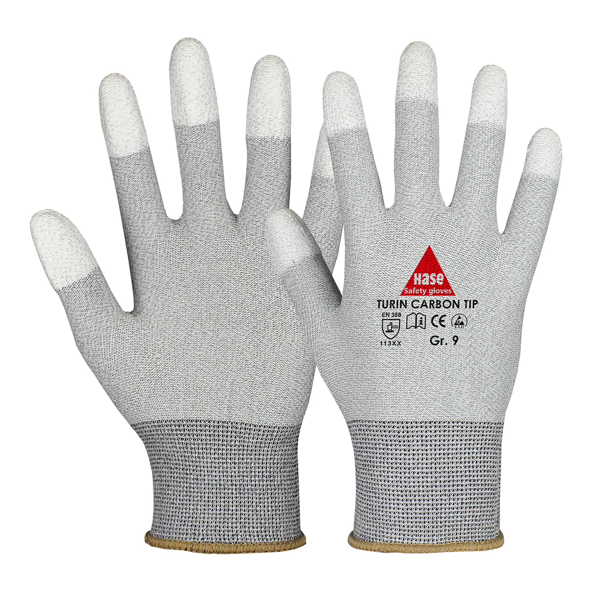 Hase Turin Carbon Tip (Esd) Montagehandschuh aus Nylon-/Carbonfeinstrick Größe 10 10 Stk